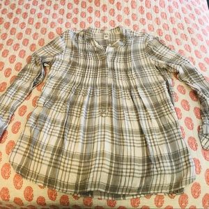GAP Gray Plaid Flannel Tunic Top-large